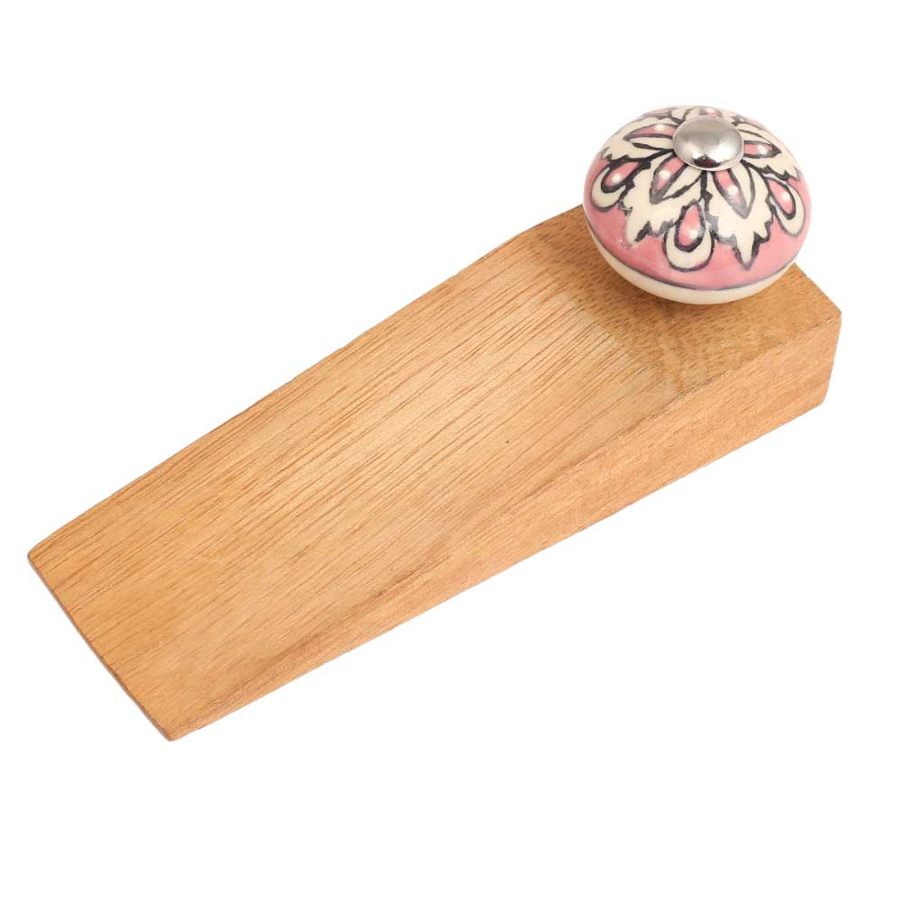 Peach Orange 1 Piece Ceramic Wood Flower Outdoor Door Stopper for wholesale on Faire0