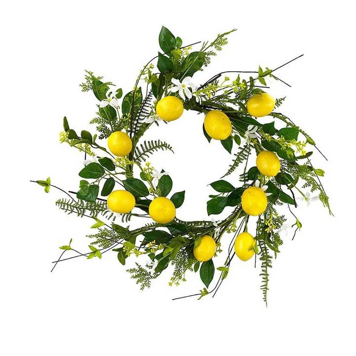 Lemon Floral Wreath - 22" for wholesale by Will's Company