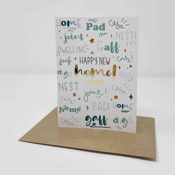 "Happy New Home!" A6 Card with Kraft Envelope for wholesale by Studio Gee