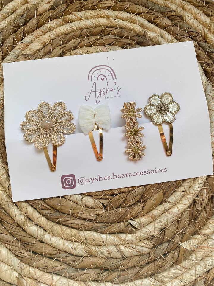 Conjunto misto de presilhas de cabelo douradas por atacado de Aysha's haaraccessoire and more