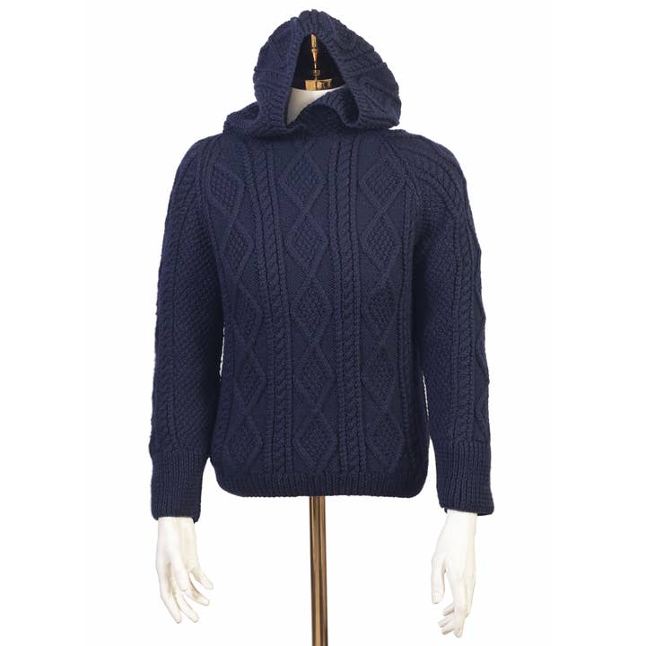 Håndstrikket luksus Midnight Hoodie Sweater for engroshandel hos vintage knits