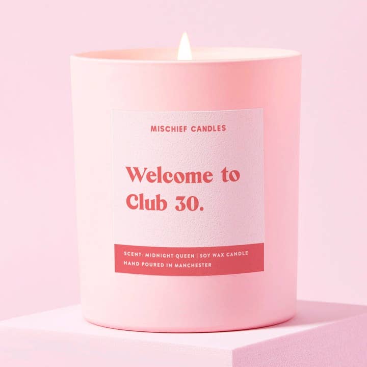 Cadeau de 30e anniversaire Funny Candle Gift For Her Club 30 pour la vente par Mischief Candles