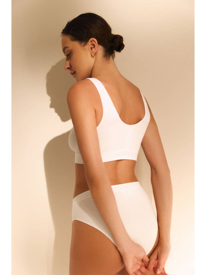 SIAWEAR - Wholesale Underwear - Women's - Slip Brasilian light ribs WHITE Underwear Yoga Pilates 🇮🇹3