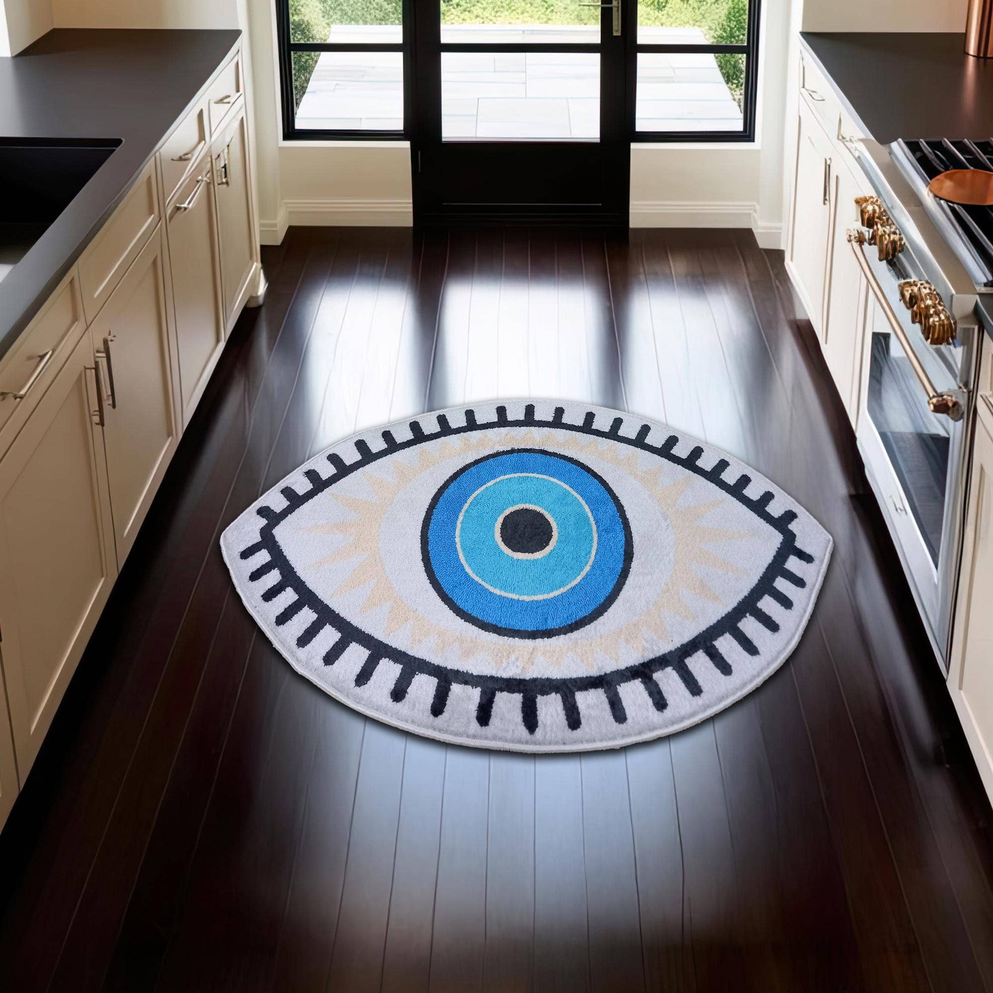 Rugendary Trade LLC - Wholesale Area Rug - Evil Eye Oval Rug with Protective Symbol Boho Decor