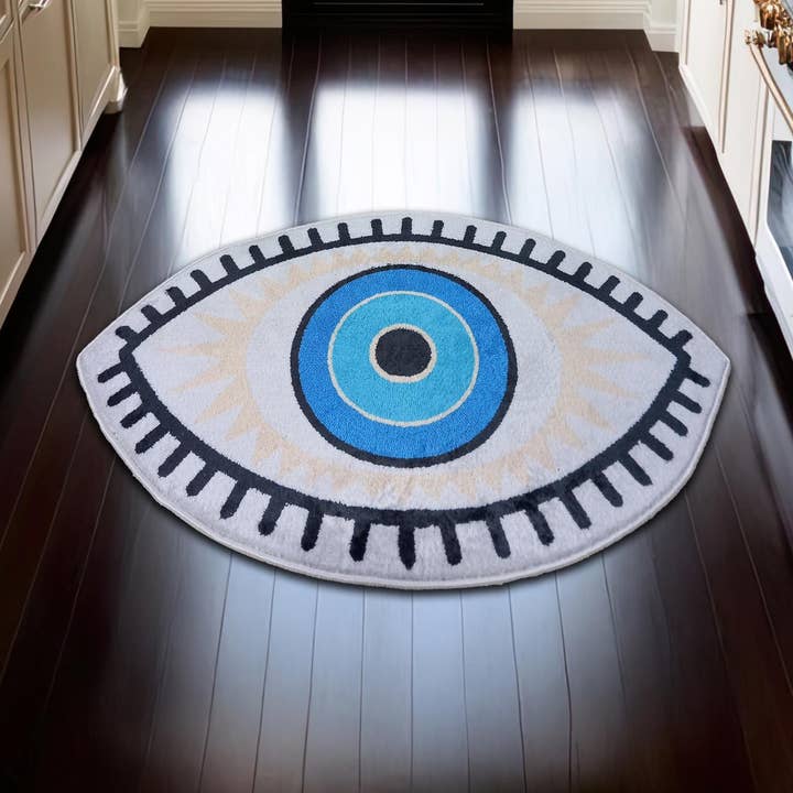 Rugendary Trade LLC - Wholesale Area Rug - Evil Eye Oval Rug with Protective Symbol Boho Decor0