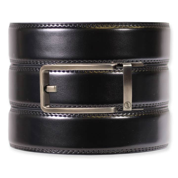 Tough Apparel - Wholesale Belt - Men's - Gloss Black Leather Ratchet Belt & Buckle Set