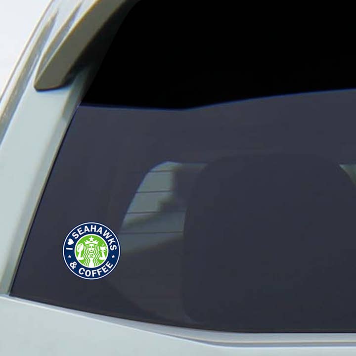 Discovery Stickers - Wholesale Sticker - I Love Seahawks & Coffee Vinyl Sticker3
