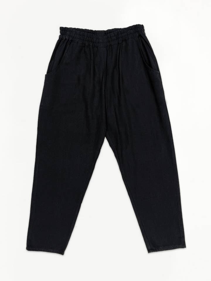 Deck Pants in Handwoven Cotton, New Moon Black for wholesale by PO-EM