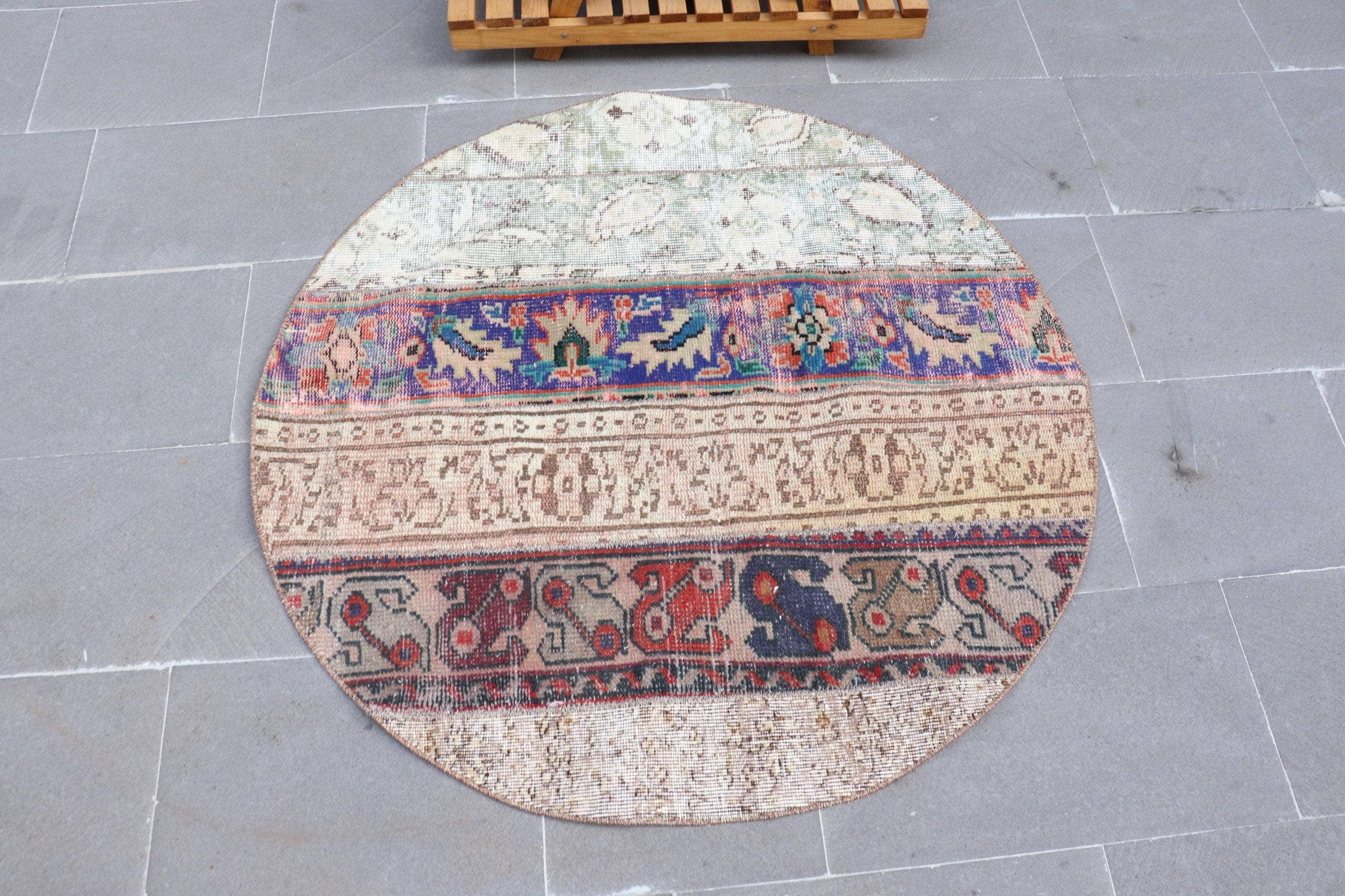 The Loom Wholesale - Wholesale Rug Pad - Vintage 3,6x3,6 ft Rug, Turkish Rug, Blue Geometric with floral elements Wool Rug2