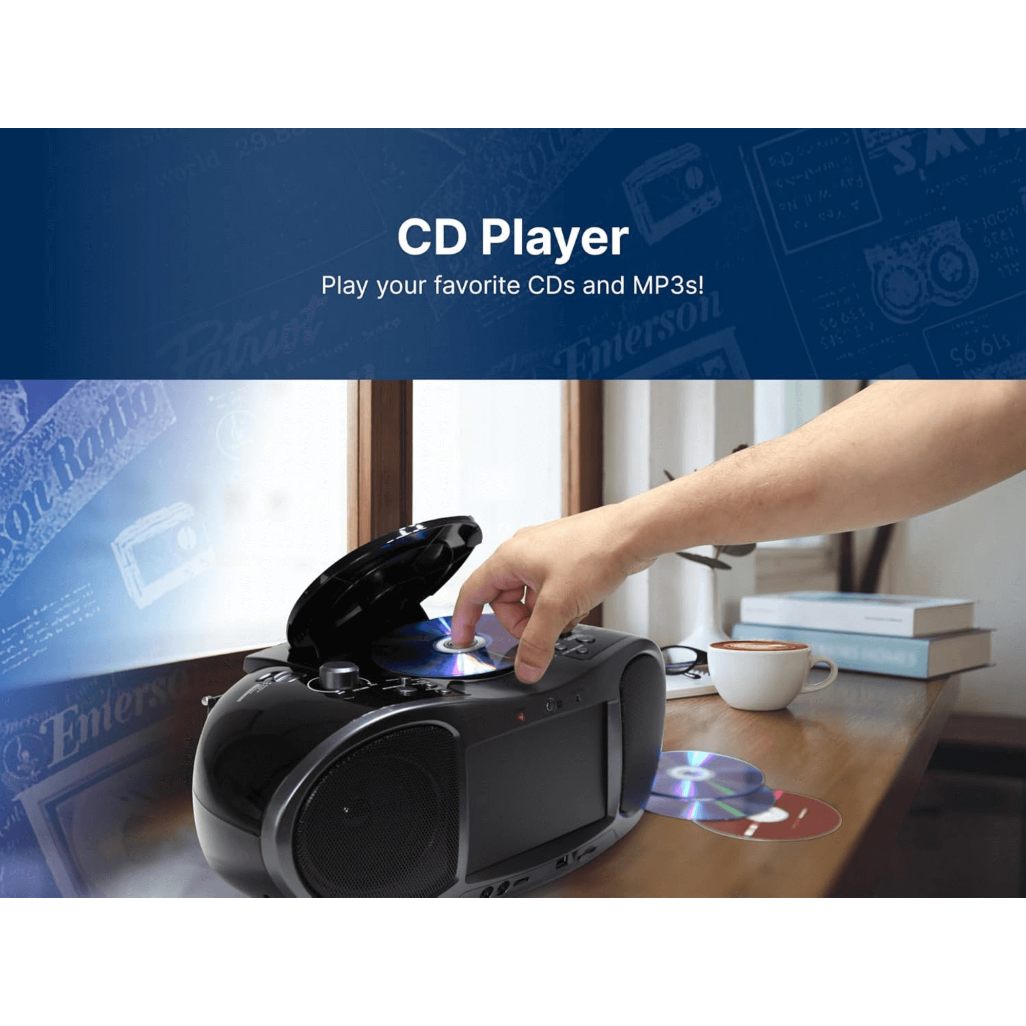 JupiterGear Home – wholesale Speakers – Emerson 7” Bluetooth DVD Boombox with AM/FM Radio7