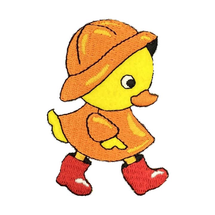 Rainy Day Duck with Red Boots, Embroidered, Iron-on Patch for wholesale by Wholesale Applique