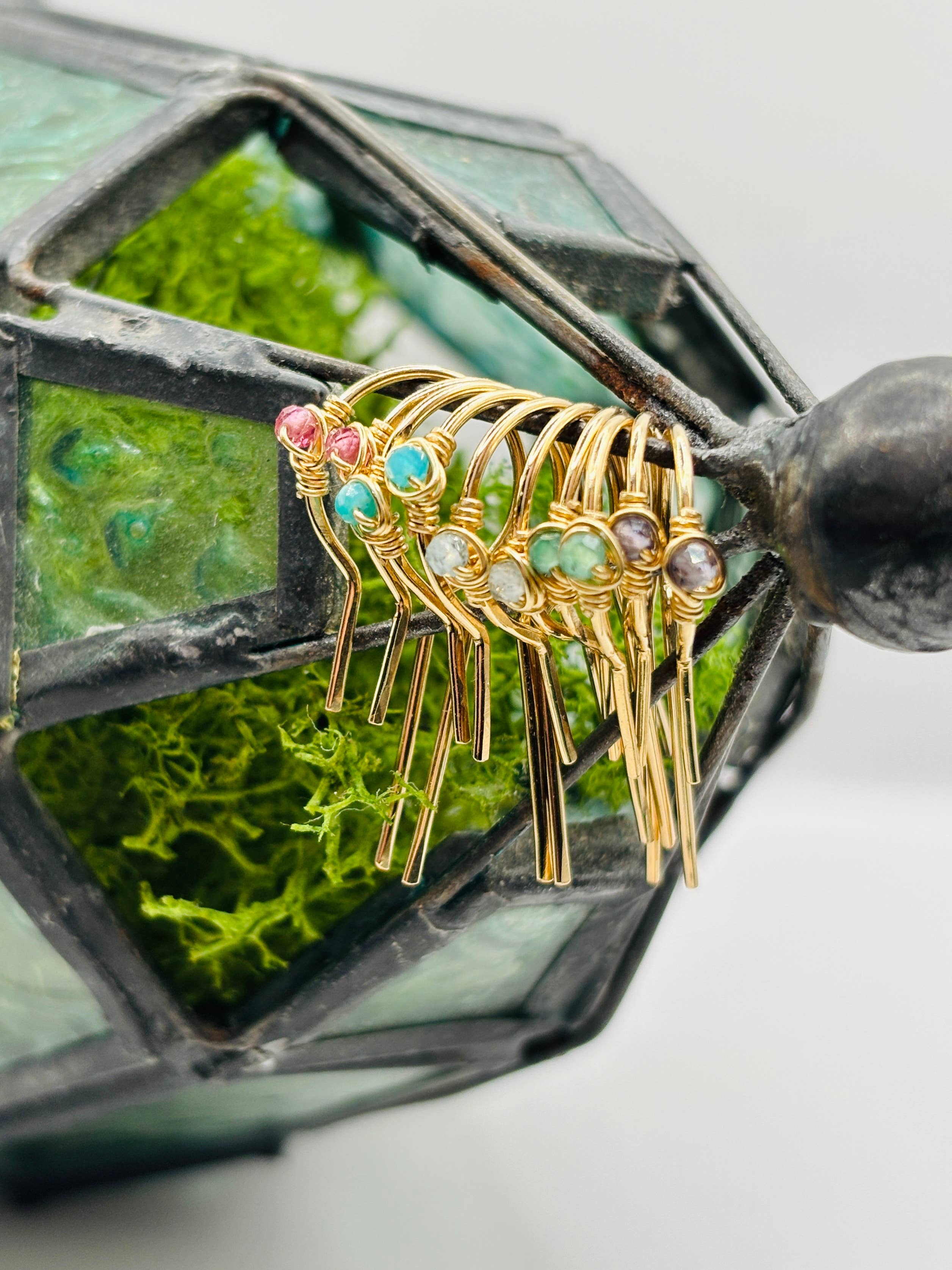 Rachel Renee Jewelry - Wholesale Hoop Earrings - DECO Gem Open Circle Threader Hoops 10