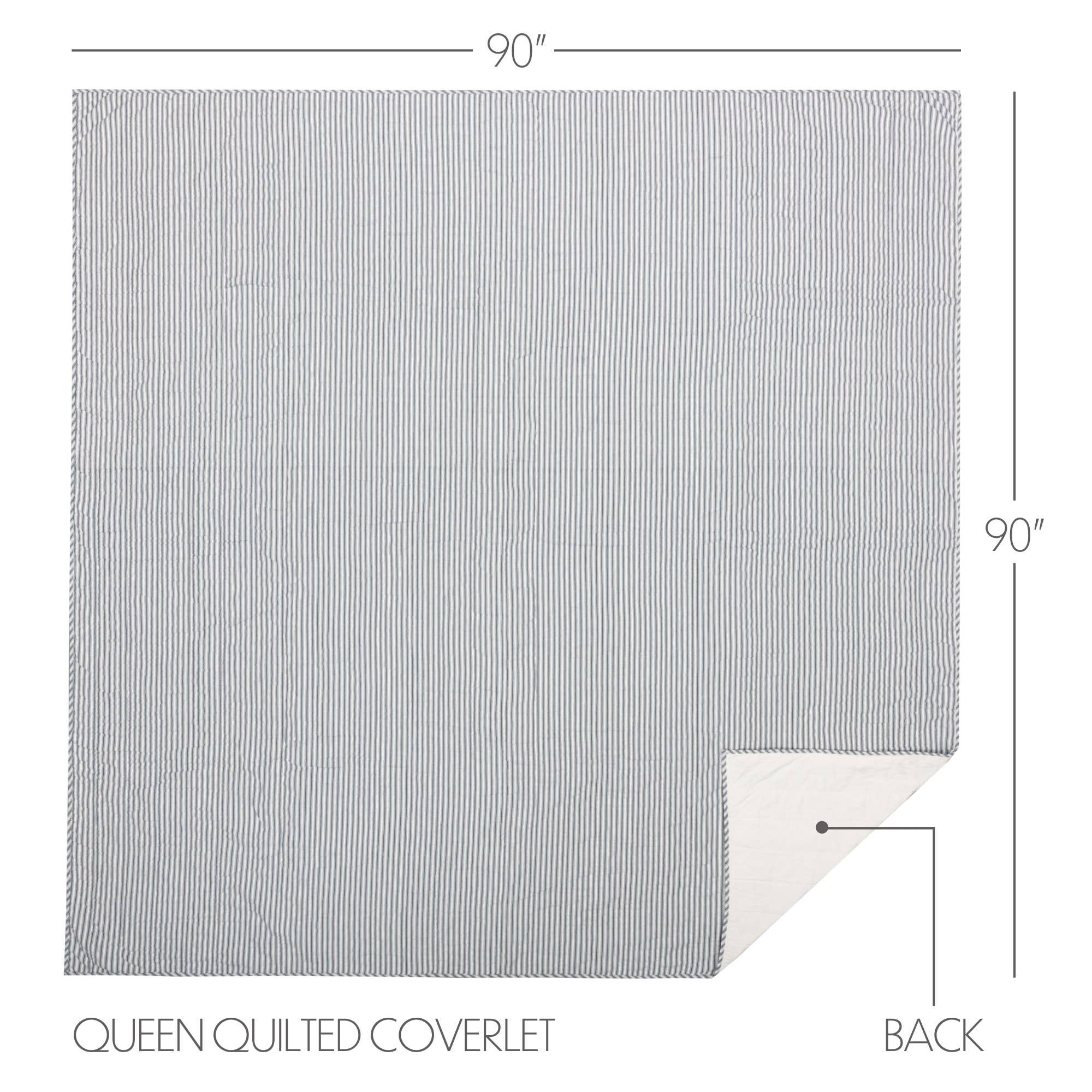 VHC Brands - Wholesale Coverlet - Sawyer Mill Blue Ticking Stripe Queen Quilt Coverlet 90Wx90L2