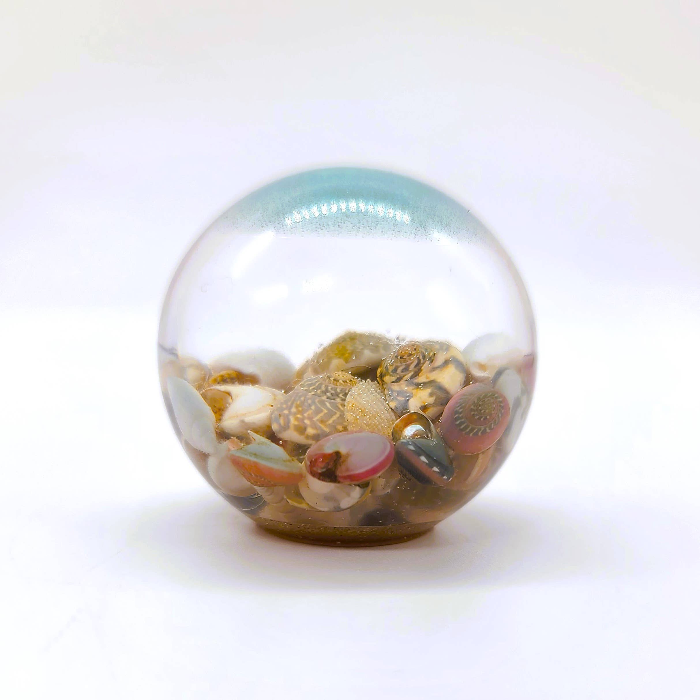 JEMS of the Sea - Wholesale Decorative Tabletop Object - Tiny Ocean Sphere-Made w/ Eco-Friendly Resin, Shells, Sand 2