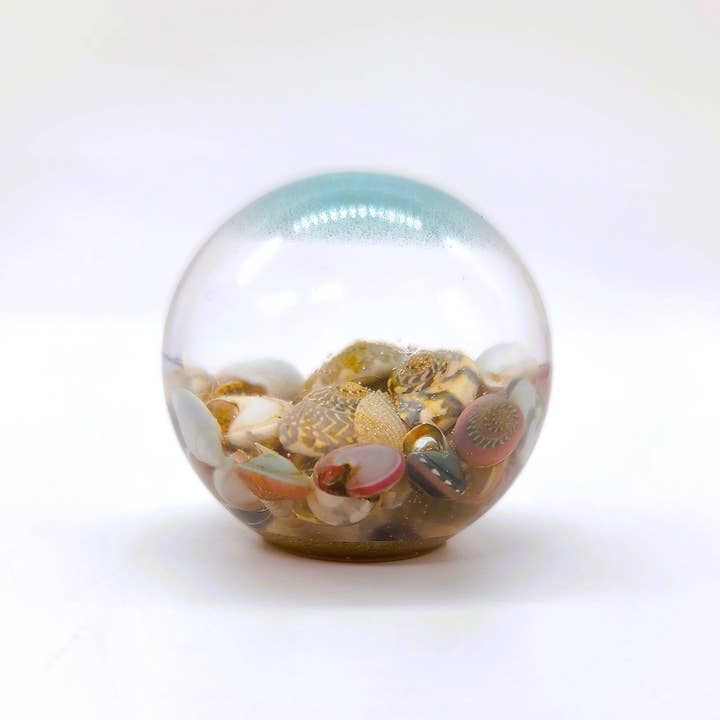 JEMS of the Sea - Wholesale Decorative Tabletop Object - Tiny Ocean Sphere-Made w/ Eco-Friendly Resin, Shells, Sand 2