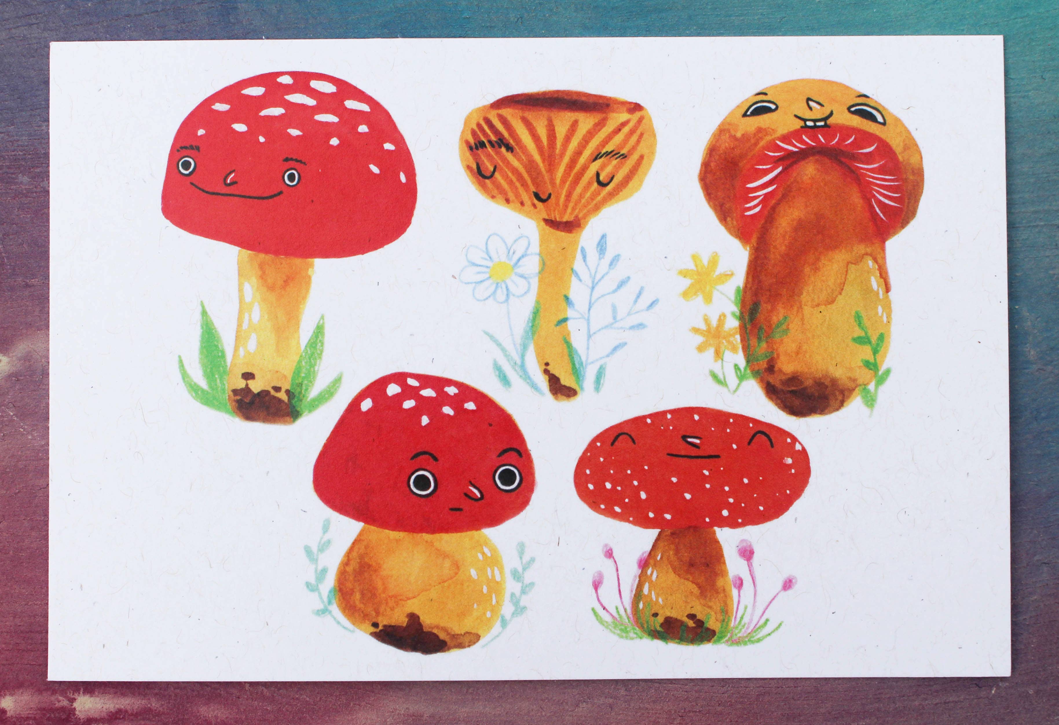 Masha Fikhman Art - Wholesale Postcard - 5 Mushroom Postcard1