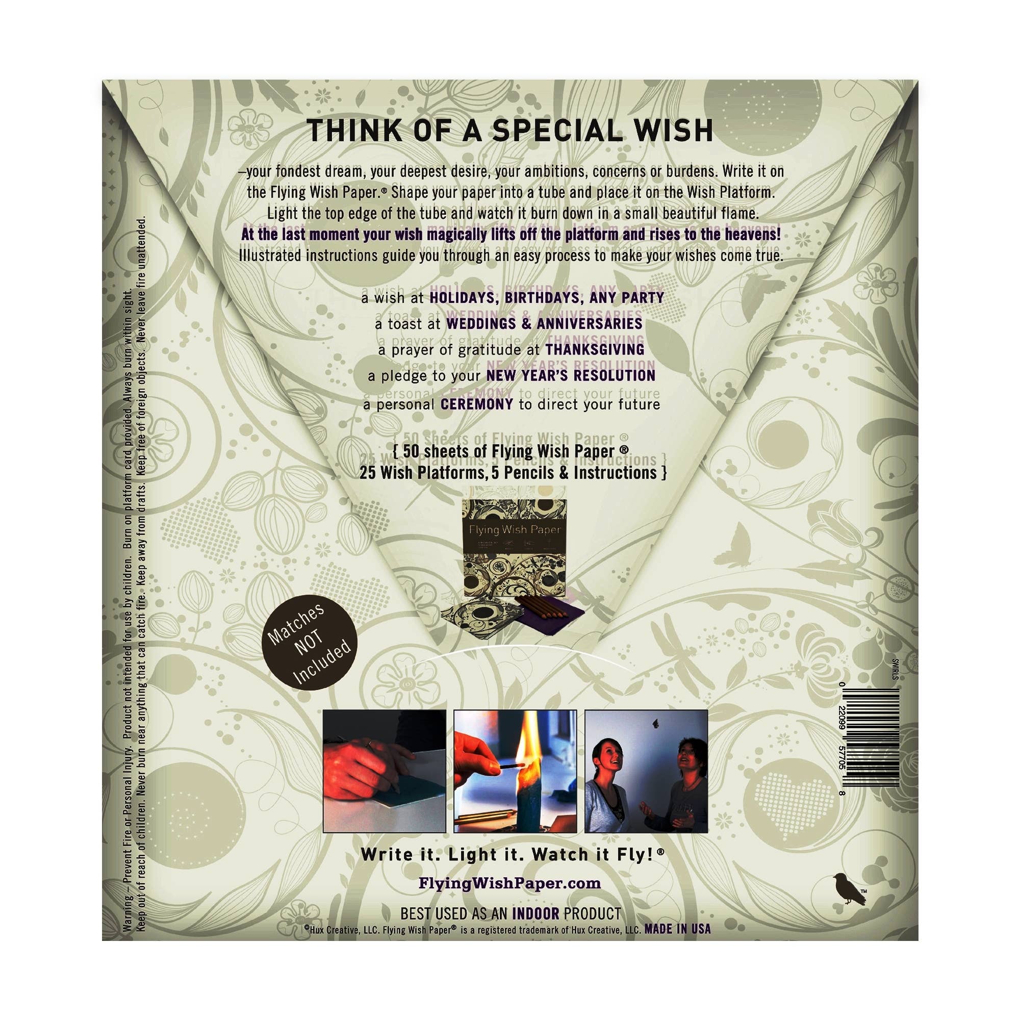 FLYING WISH PAPER ® - Wholesale Everyday Greeting Card - SWIRLS – 50 WISH PAPERS™ Manifest Wish-making WISHING KIT™1