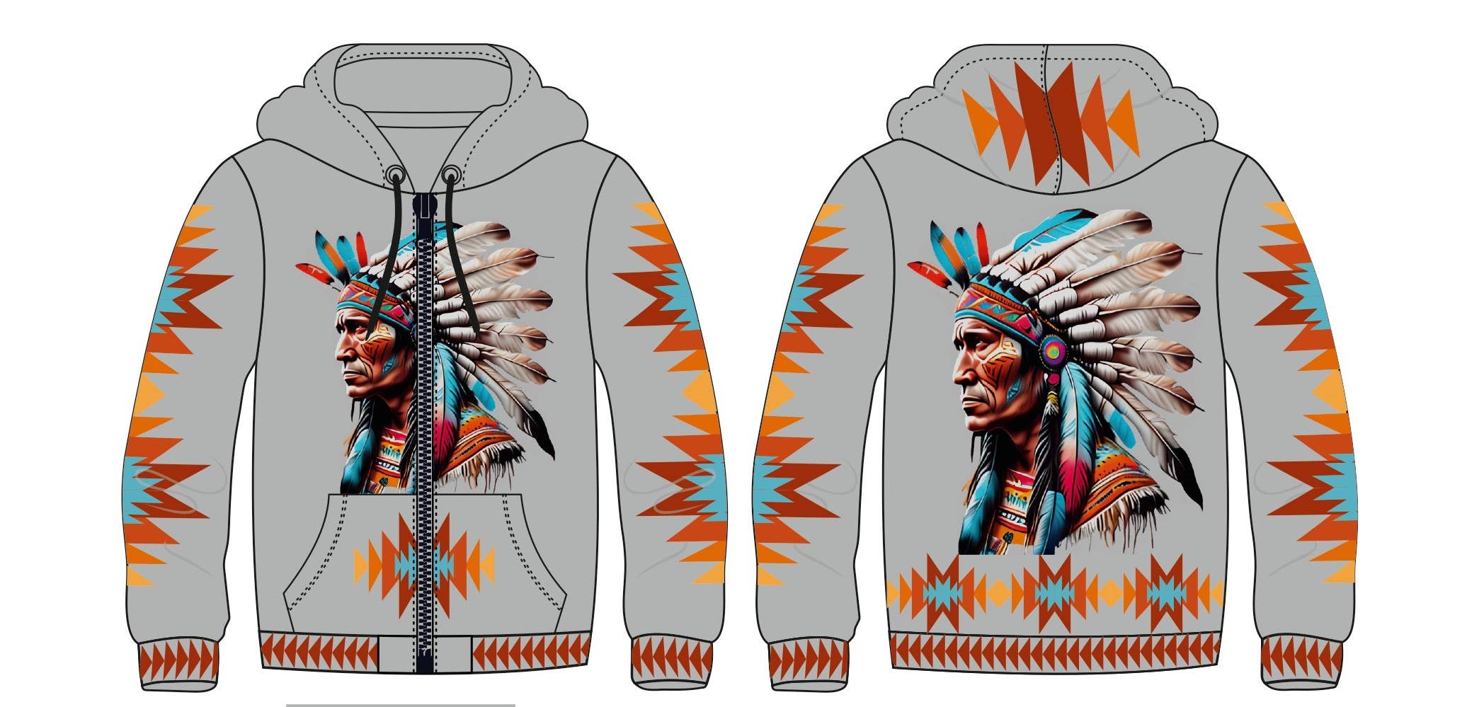 Nativo - Wholesale Hoodie - Unisex - SJAC-CHF.2 - Adult Hoodie Jacket With Zipper