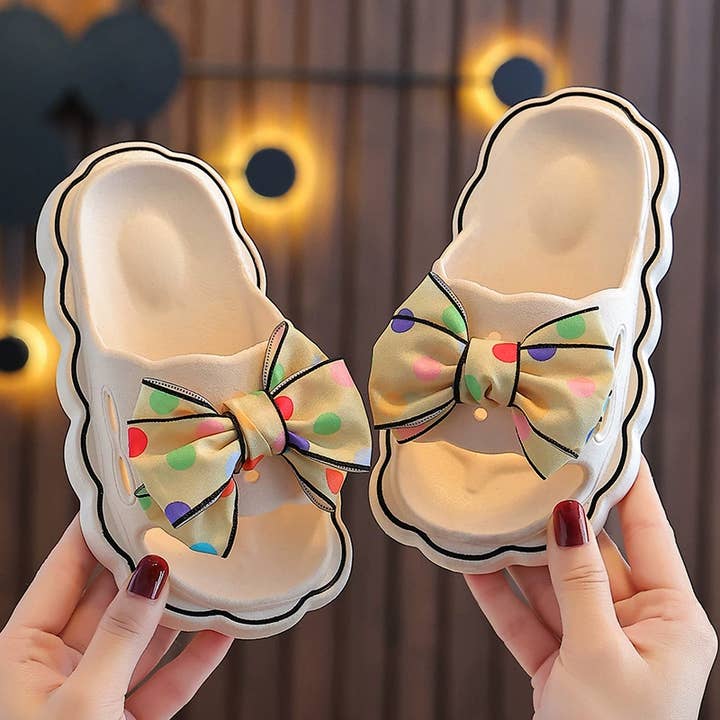 Little Trendy - Wholesale Sandals - Kids - Girls' sweet bow soft beach sandals non-slip home slippers