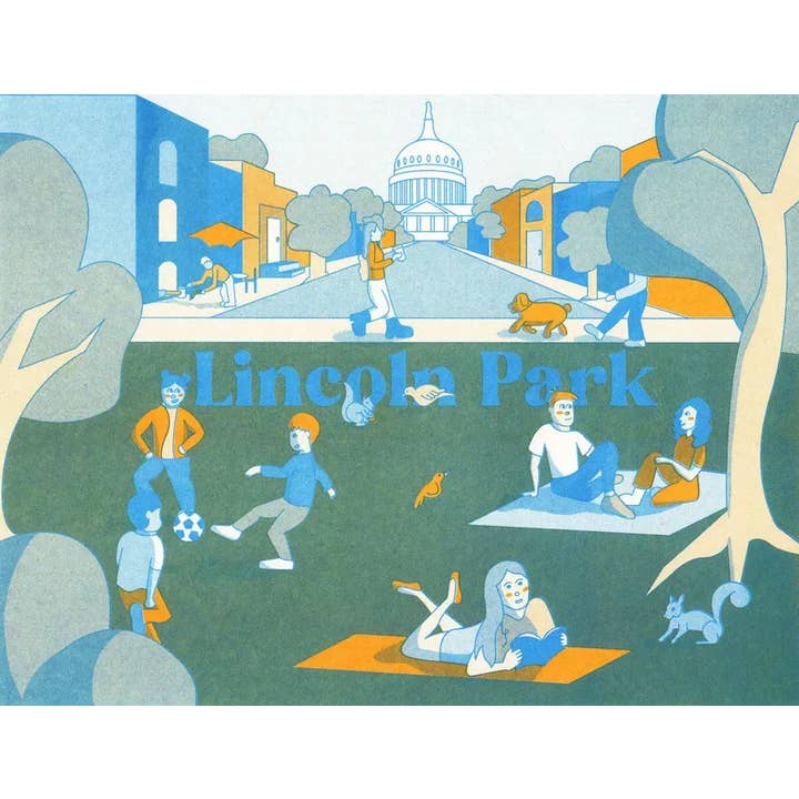 By Danielle Witten - Wholesale Art Print - Lincoln Park Risograph Art Print (Washington, D.C. Parks)1