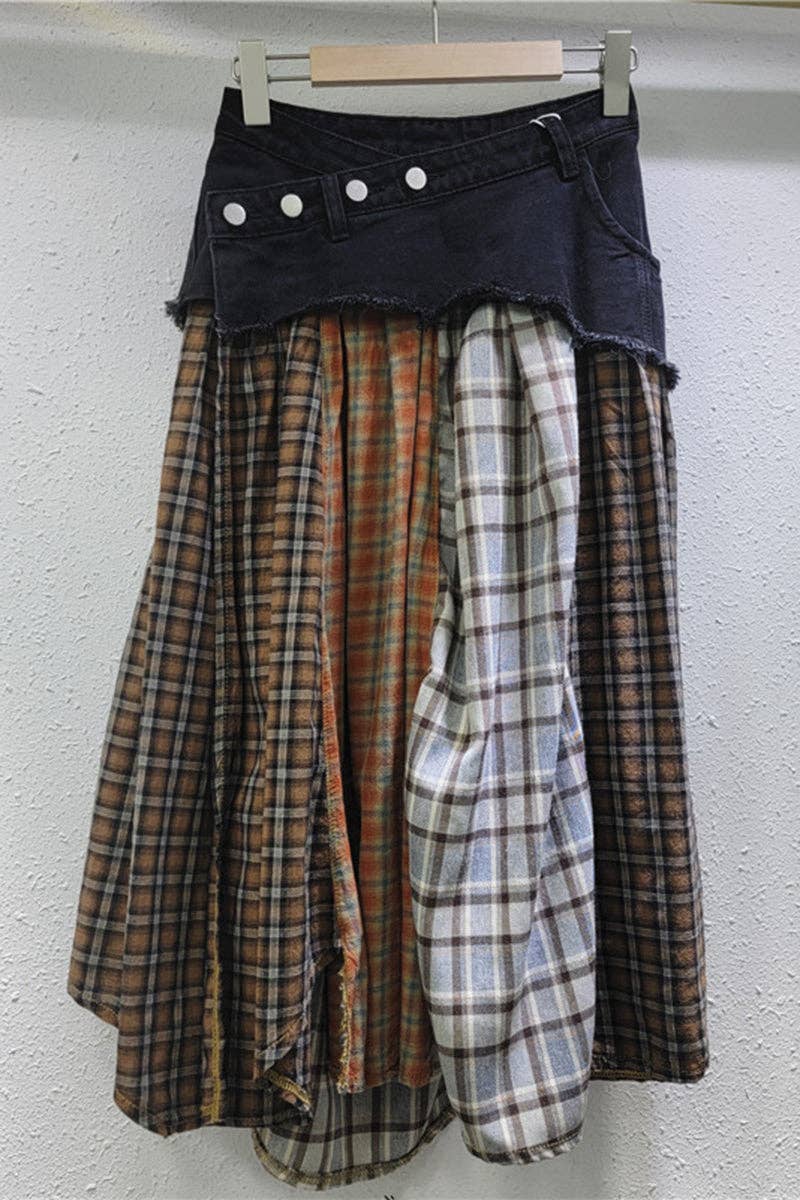 Mccolin – wholesale Skirt – Women’s – Button-Accented Plaid Skirt6