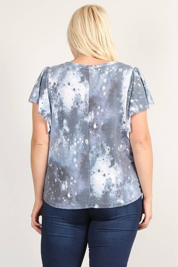 Haute Fox Plus Size & Contemporary - Wholesale Blouse - Women's - Plus Size Galaxy Print Top - WG17583-T2