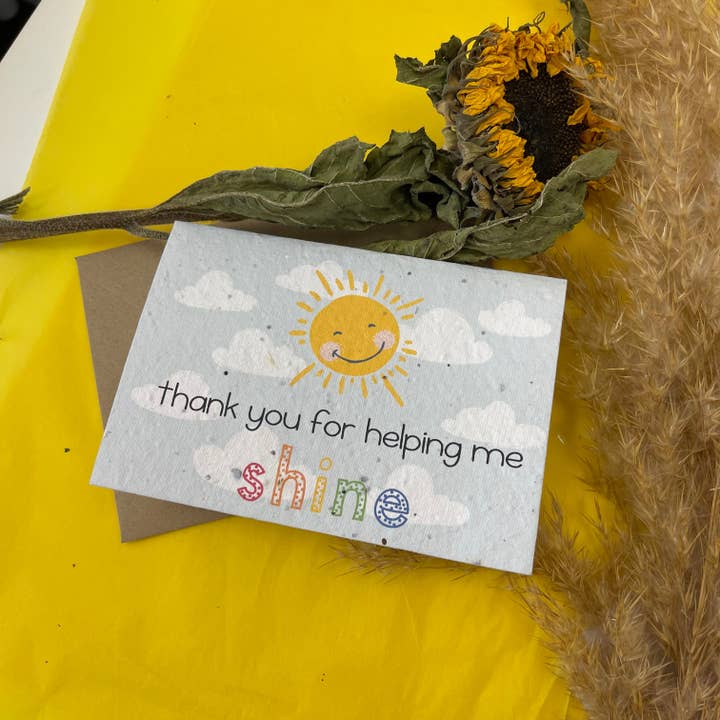 Teacher Thank you for helping me shine plantable greetings card for wholesale by Arthur&Luna
