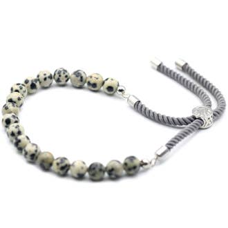 AWGifts Europe - Wholesale Beaded Bracelet - Silver Plated Gemstone Charcoal String Bracelet - Jasper0