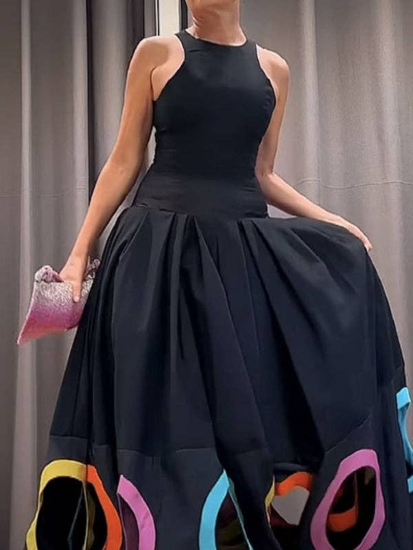 Fashion Print Split Joint V Neck Cake Skirt Dresse(3 colors)