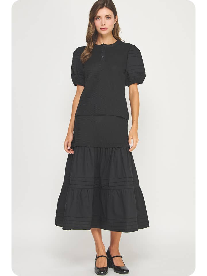 Strut & Bolt – wholesale Skirt – Women’s – Pintuck Mixed Media Midi Skirt11