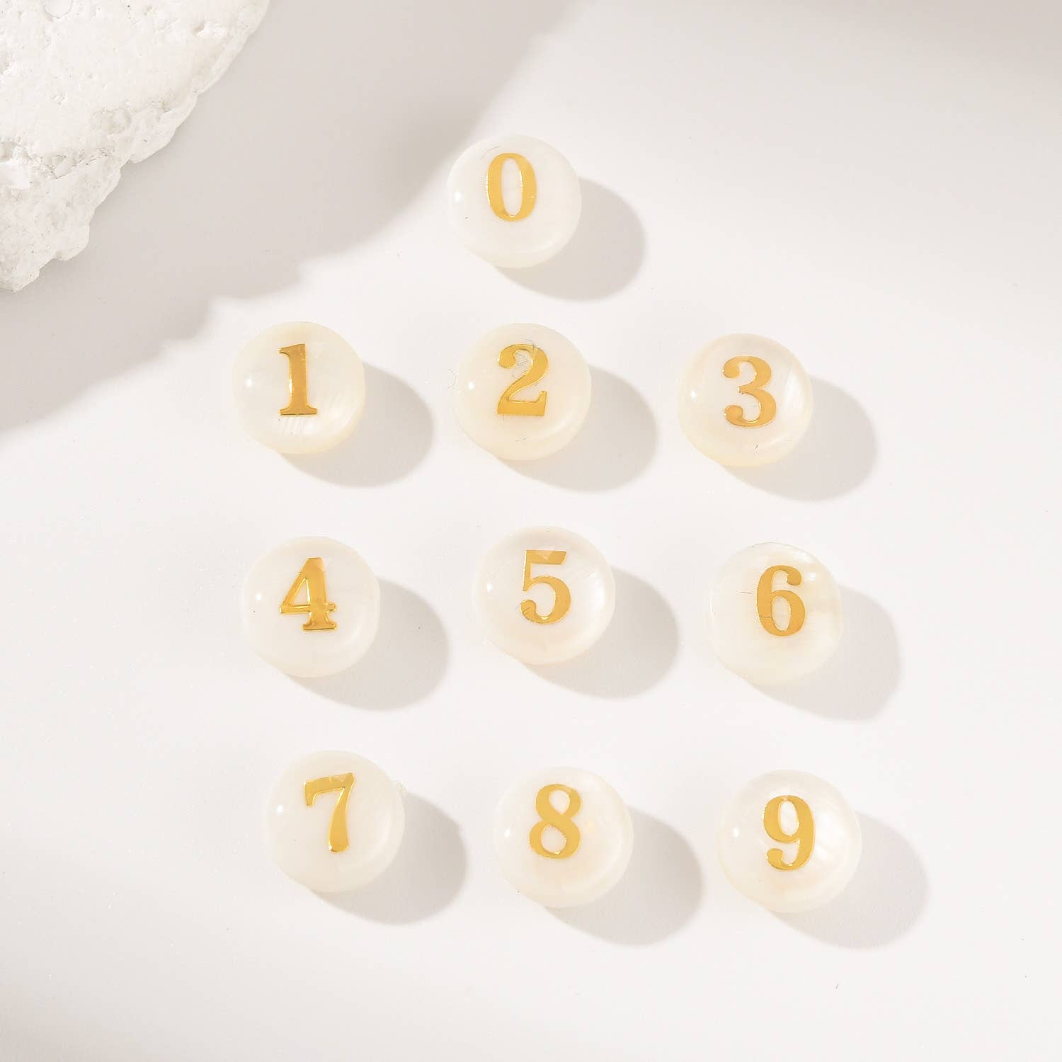 Beads Creation – wholesale Beads – White Shell Number Beads, Kawaii DIY Set, Gift for Her BD1810