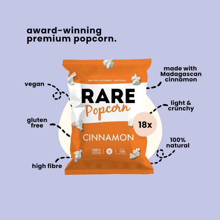 RARE Popcorn - Wholesale Popcorn - RARE Cinnamon Popcorn Case of 18 | Vegan, Natural1