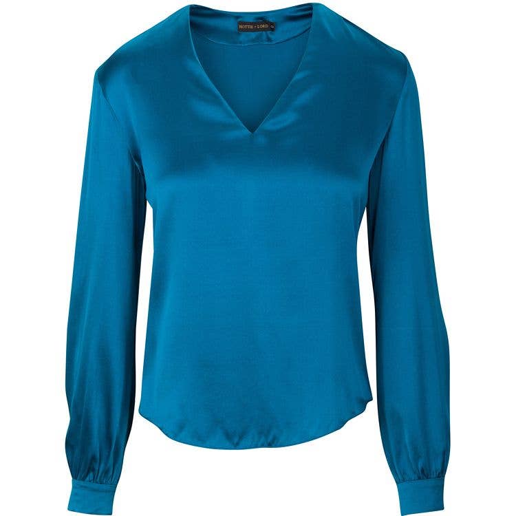 HottieandLord - Vendita all'ingrosso Camicetta - Donna - Camicetta con scollo a V blu Sonia 100%0