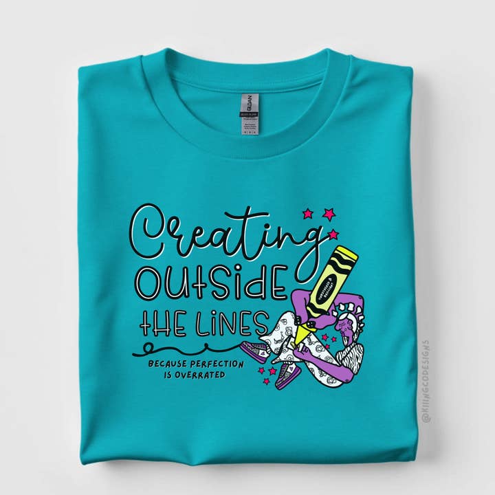 Kiiing & Co. Designs - Wholesale Screen Printed T-Shirt - Unisex - Creating Outside the Lines Tee5