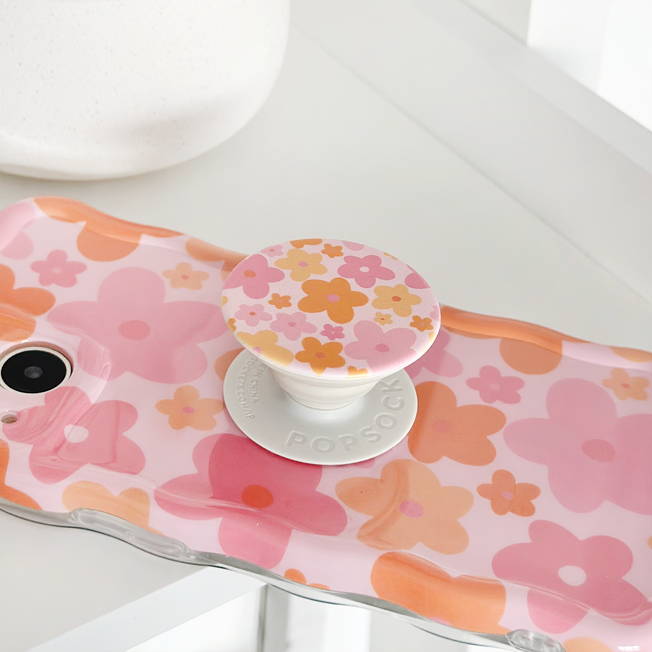 Coconut Lane – wholesale Phone grip – PopSocket Grip - Pink & Orange Bloom4
