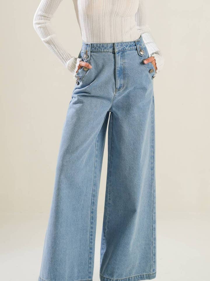 A washed denim pant - FP1353 for wholesale on Faire