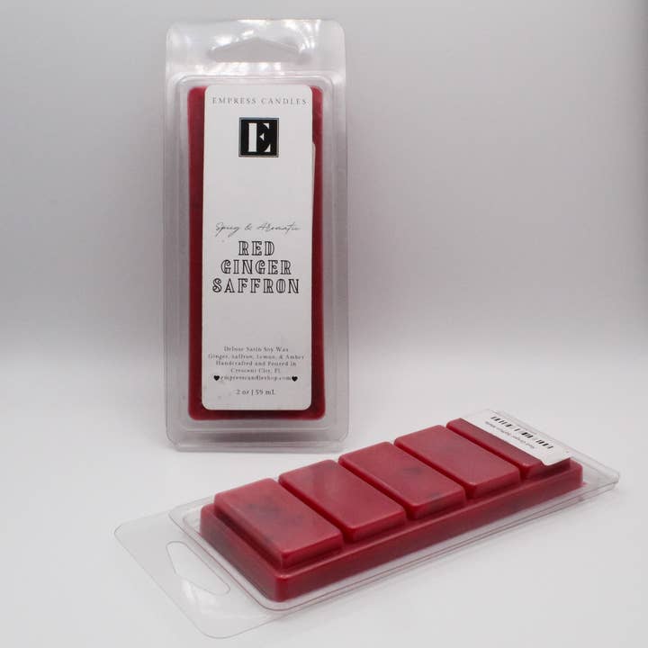 Natural Nontoxic & Vegan Highly Scented Red Ginger Lemon Saffron Wax Melts for wholesale by Empress Candles