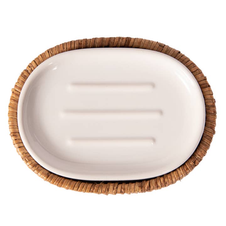 Artifacts Trading Company – Engroshandel Sæbeskål til bad – Rattan oval sæbeskål med keramisk indsats9