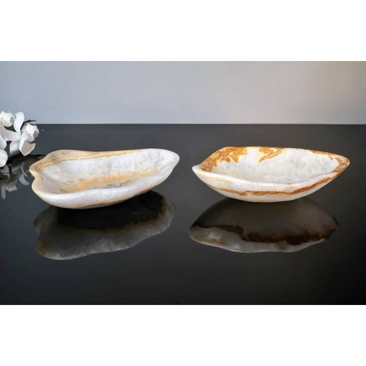OnyxBowl - Wholesale Jewelry Dish - Delightful Pair of Onyx Stone Trays for Jewelry or Trinkets4