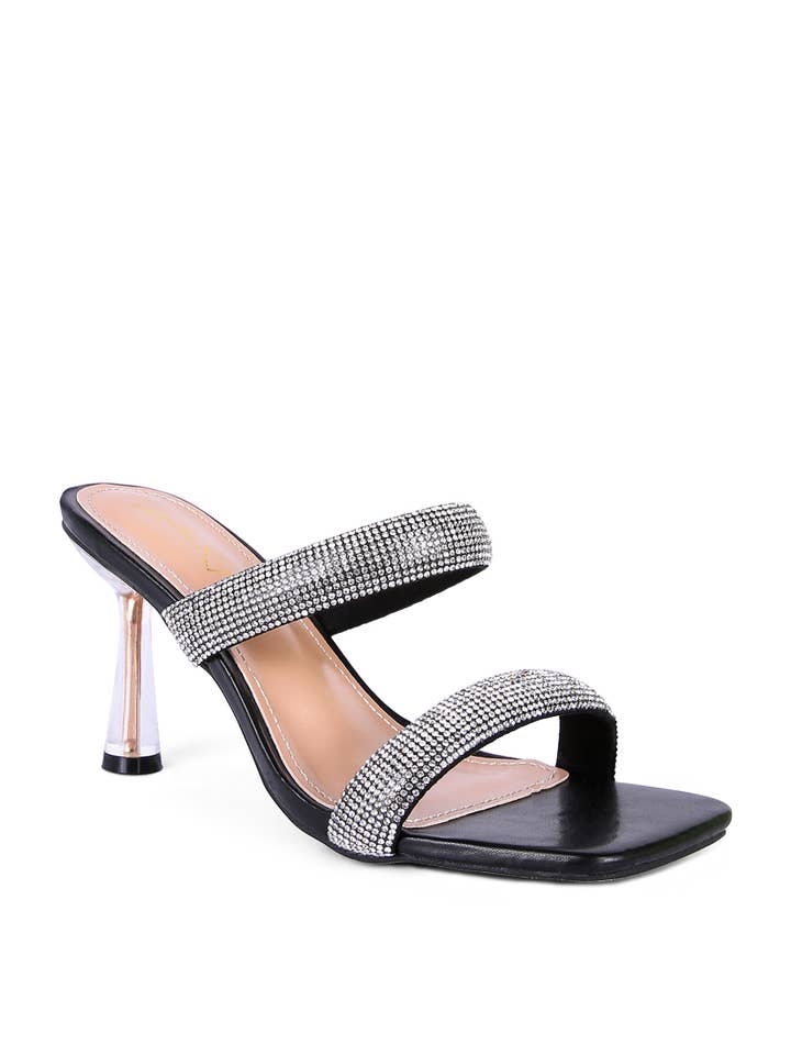 Rag Company - Wholesale High Heels - Women's - DOLLS DIAMANTE MID HEEL SLIDE SANDALS