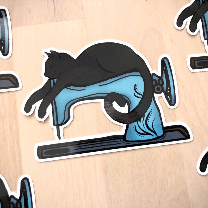 Jaycat Designs - Vendita all'ingrosso Adesivo - Adesivi vintage a forma di gatto con macchina da cucire