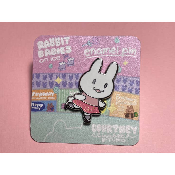 Courtney Elizabeth Studio - Wholesale Lapel Pin/Button - Gizmo The Figure Skating Bunny Hard Enamel Pin2