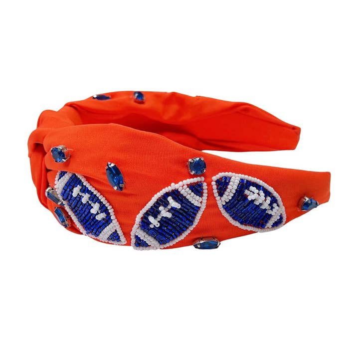 Diadema de fútbol naranja/azul para venta al por mayor de Treasure Jewels Inc.