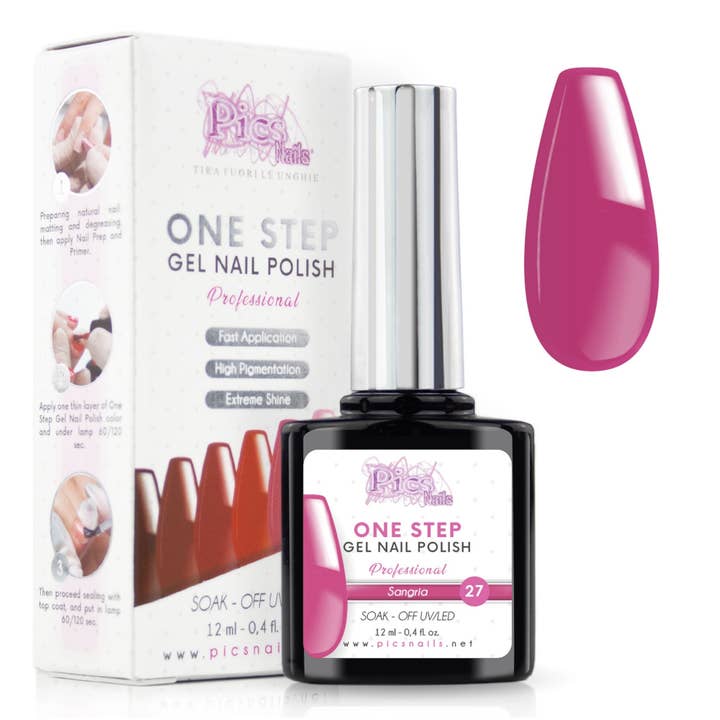 Vernis à ongles semi-permanent One Step Sangria 27 à 12 ml | Vernis à ongles semi-permanent 3 en 1 UV/LED ultra brillant pour la vente par Pics Nails