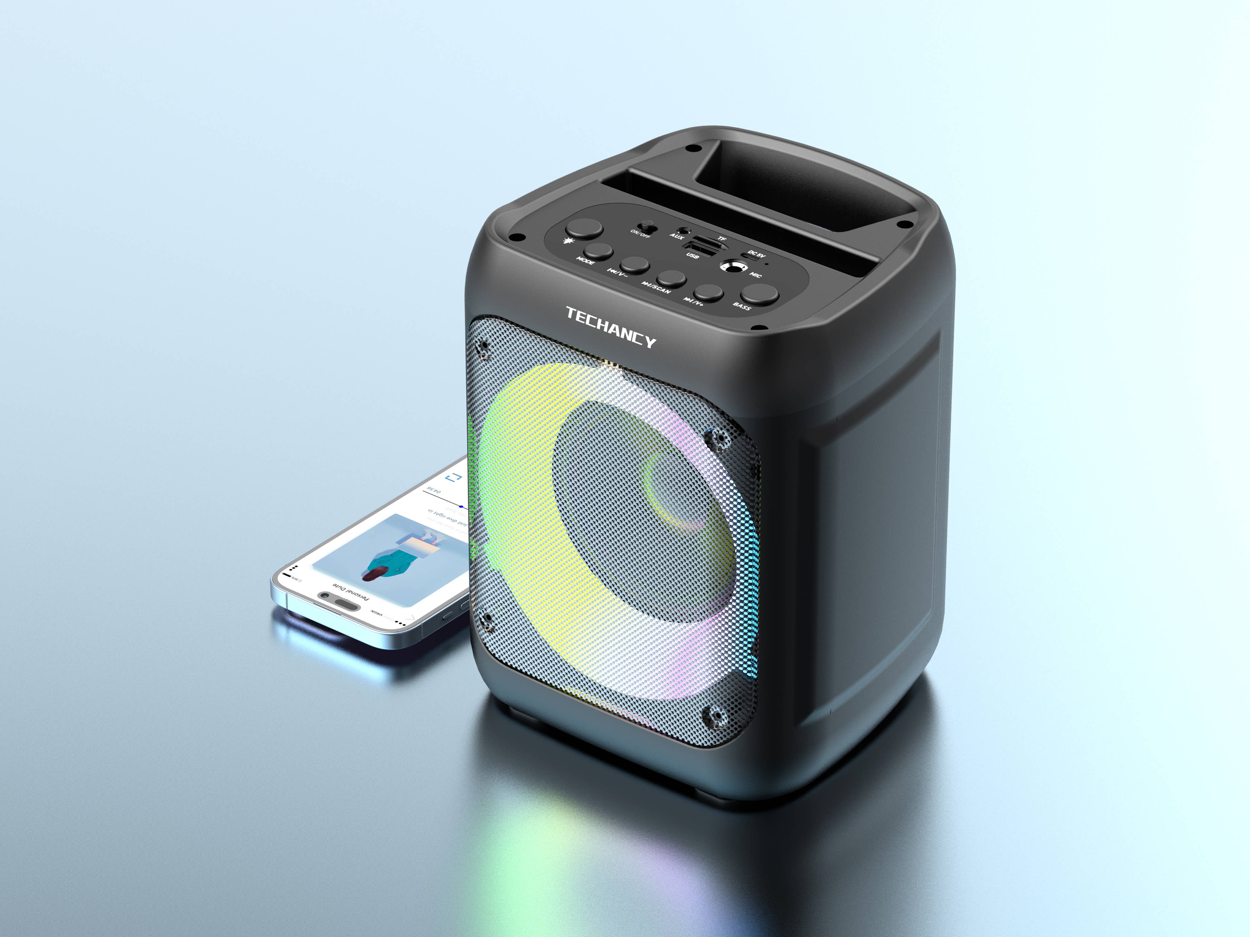 TECHANCY - Wholesale Speakers - Wireless Speaker with 1500mAh Battery, Bluetooth 5.0, 7-Colo1