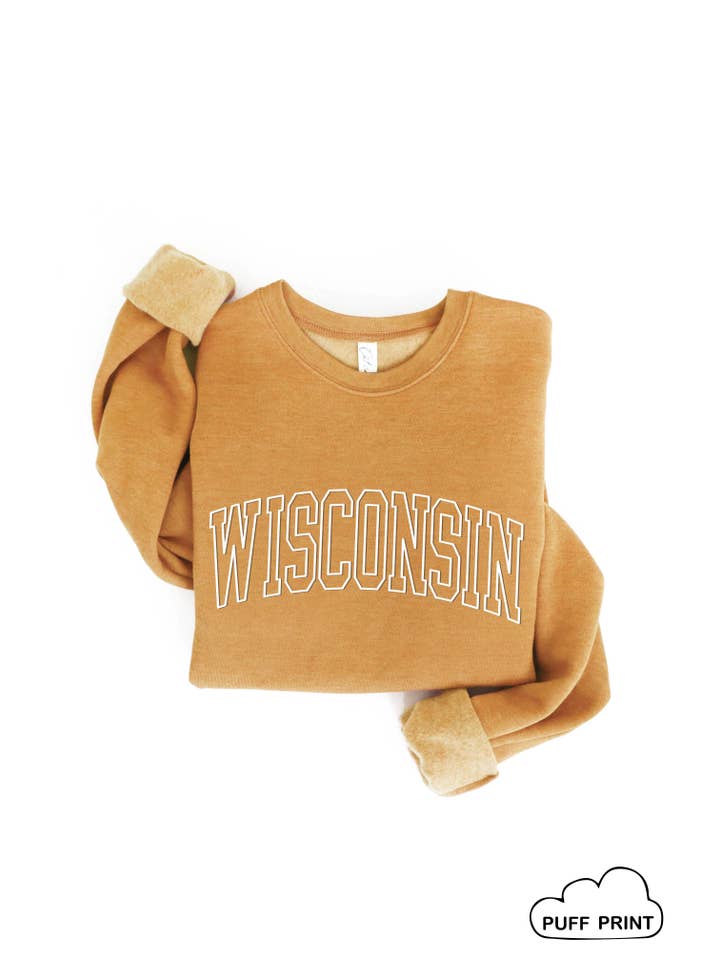 OAT COLLECTIVE - Wholesale Graphic Sweatshirt - Women's - WISCONSIN PUFF PRINT Graphic Sweatshirt