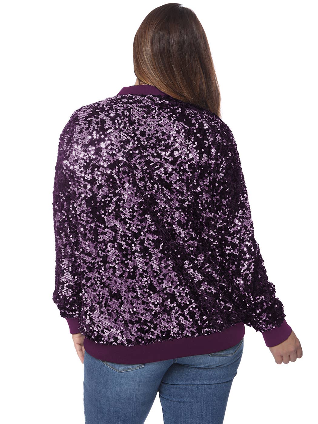 Anna Kaci Wholesale - Wholesale Bomber Jacket - Women's - Plus Size Sequin Bomber Jacket50