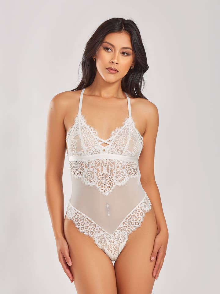Mila 1PC Bodysuit Lingerie Trimmed in Lace for wholesale by iCollection