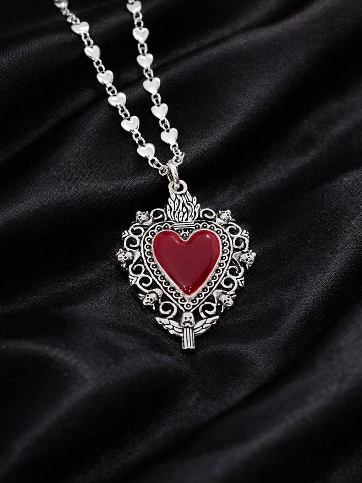 Red Gothic Heart Necklace for wholesale by Wild & Free