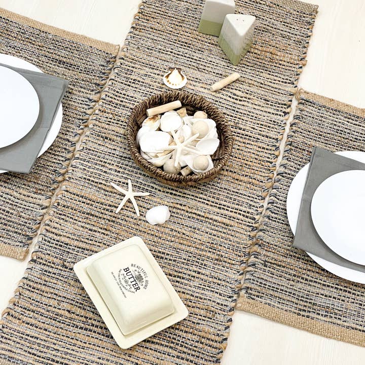 OMBRE BORDLØBER, NATURAL JUTE-GRÅ, 13 „x36". for engroshandel hos chardin home